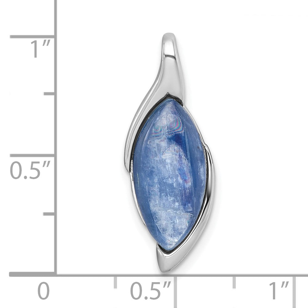 Sterling Silver Rhodium-plated Polished Fancy Marquise Kyanite Cabochon Chain Slide Pendant