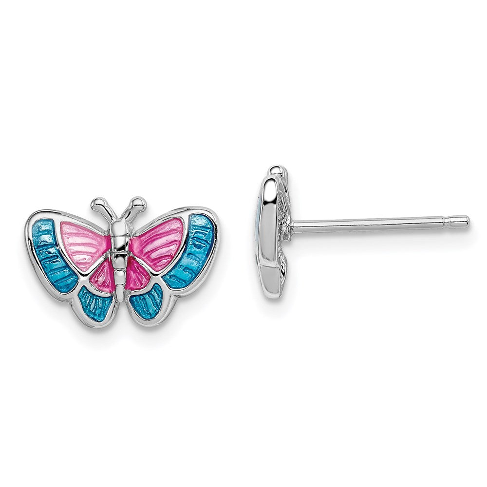 Polished;Post;Enamel;Sterling silver