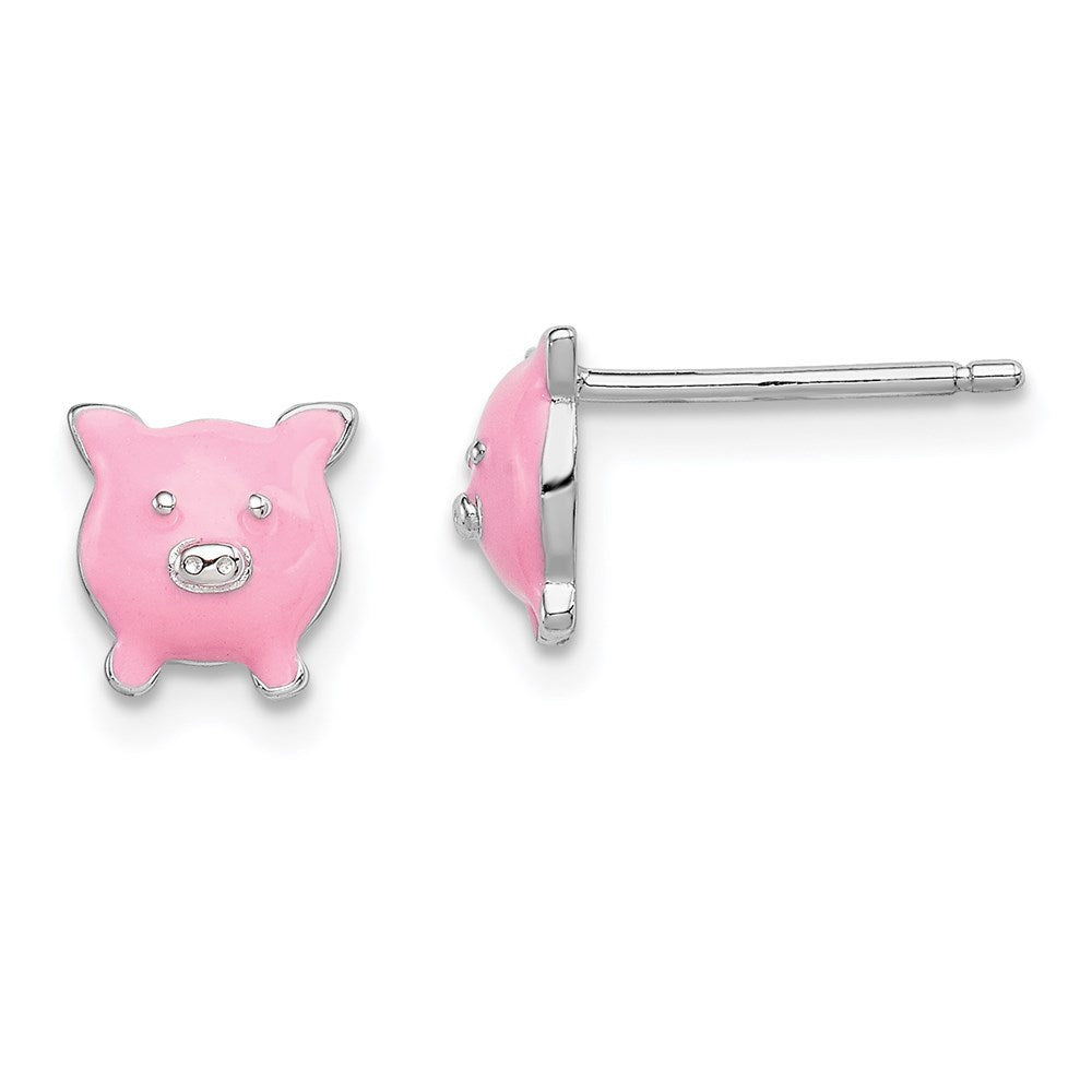 Polished;Post;Enamel;Sterling silver