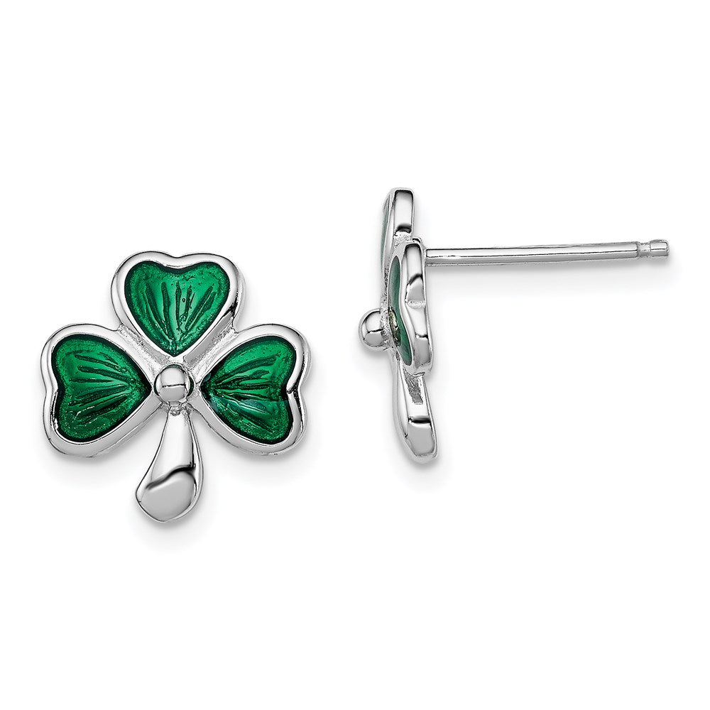 Polished;Post;Enamel;Sterling silver;Green