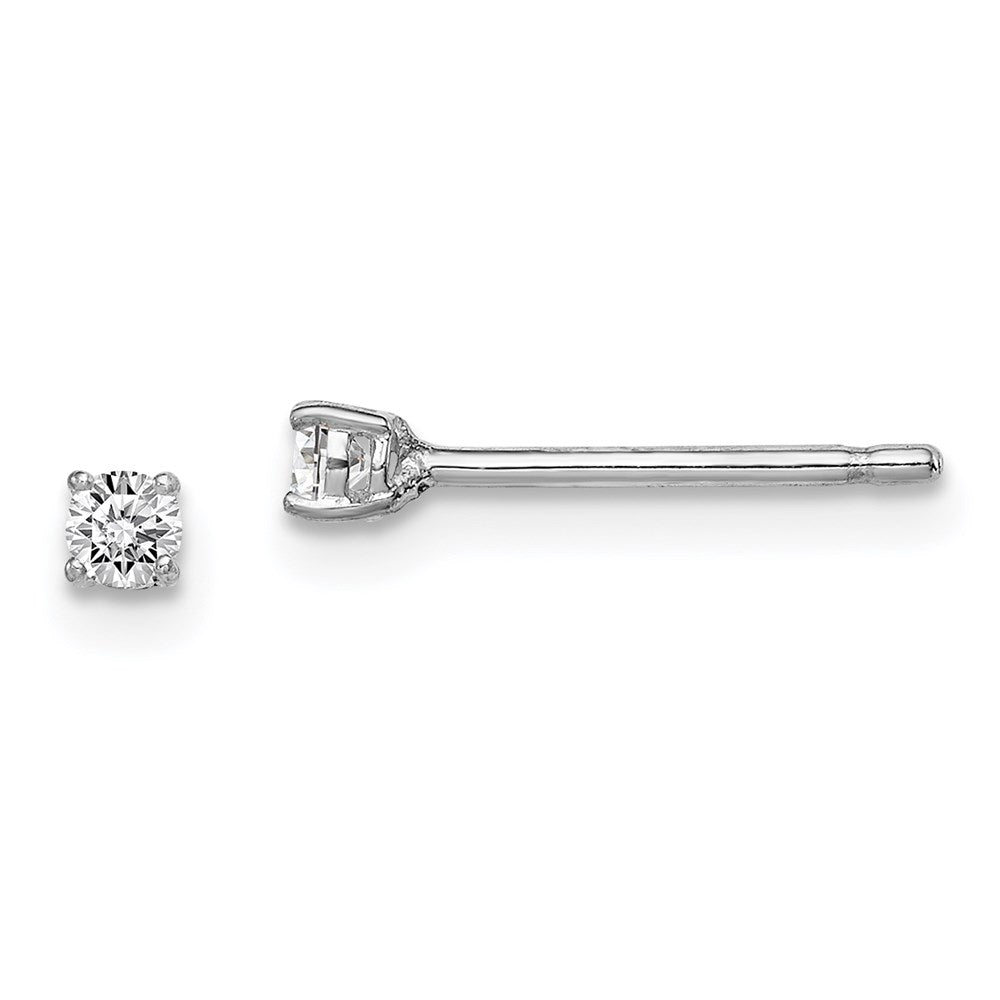 Polished;Post;Sterling silver;CZ;Round;Basket setting