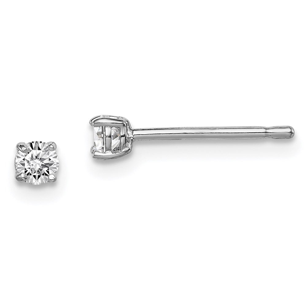 Polished;Post;Sterling silver;CZ;Round;Basket setting
