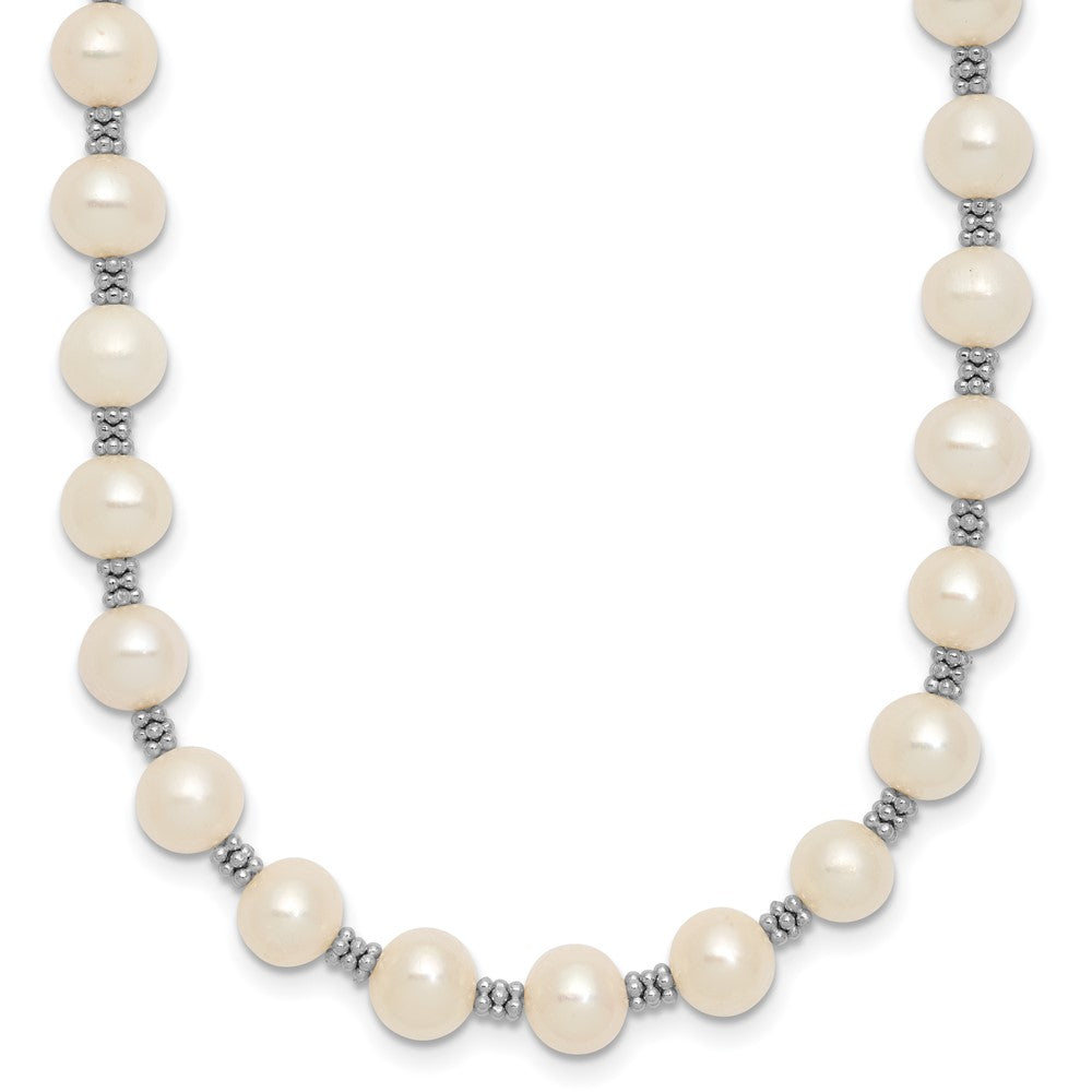 Polished;Lobster;Sterling silver;Freshwater cultured pearl;Rhodium-plated;2in extension