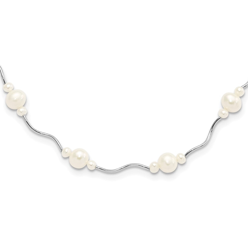 Polished;Lobster;Sterling silver;Freshwater cultured pearl;Rhodium-plated;2in extension