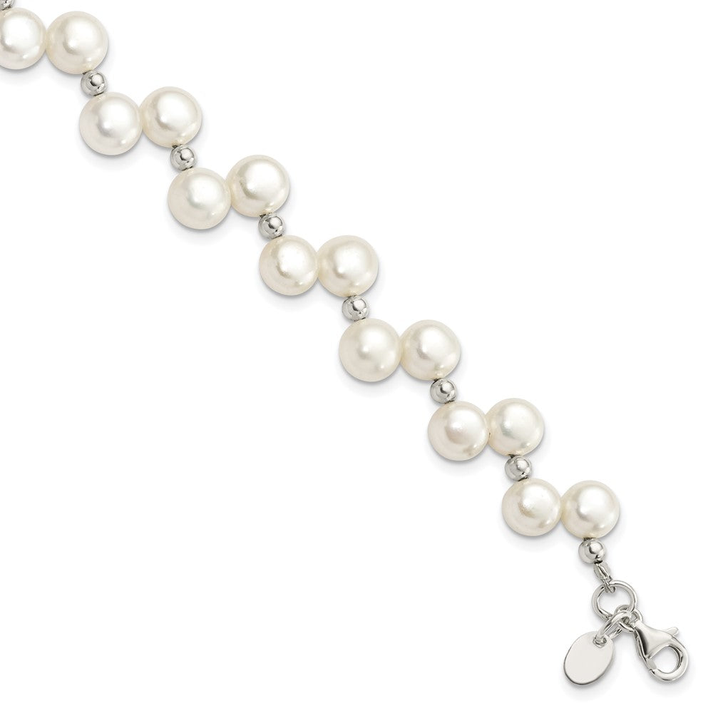 Polished;Sterling silver;Freshwater cultured pearl;Fancy lobster;1in extender