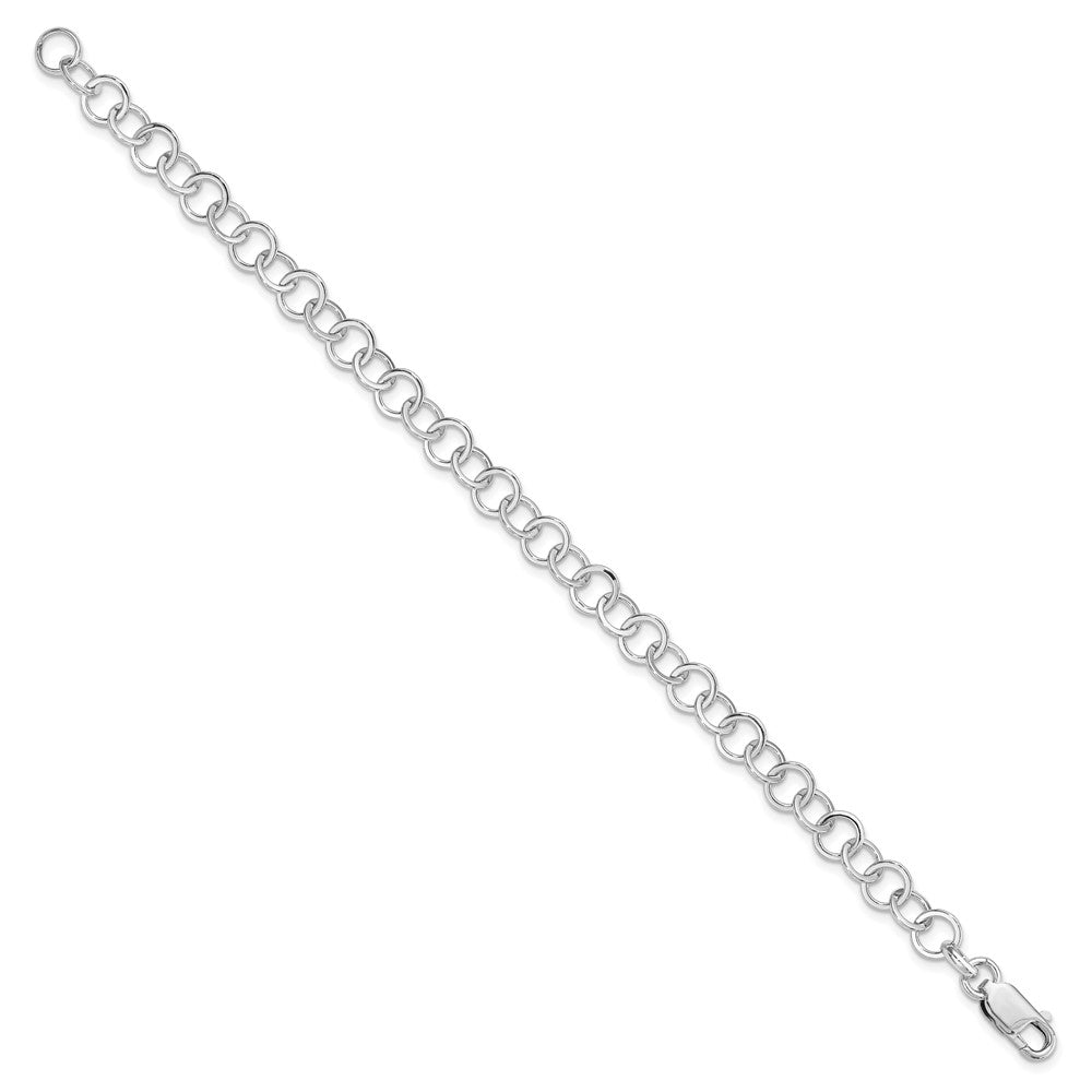Amore La Vita Sterling Silver Rhodium-plated Polished 7mm 8.5 inch Fancy Link with Lobster Clasp Charm Bracelet