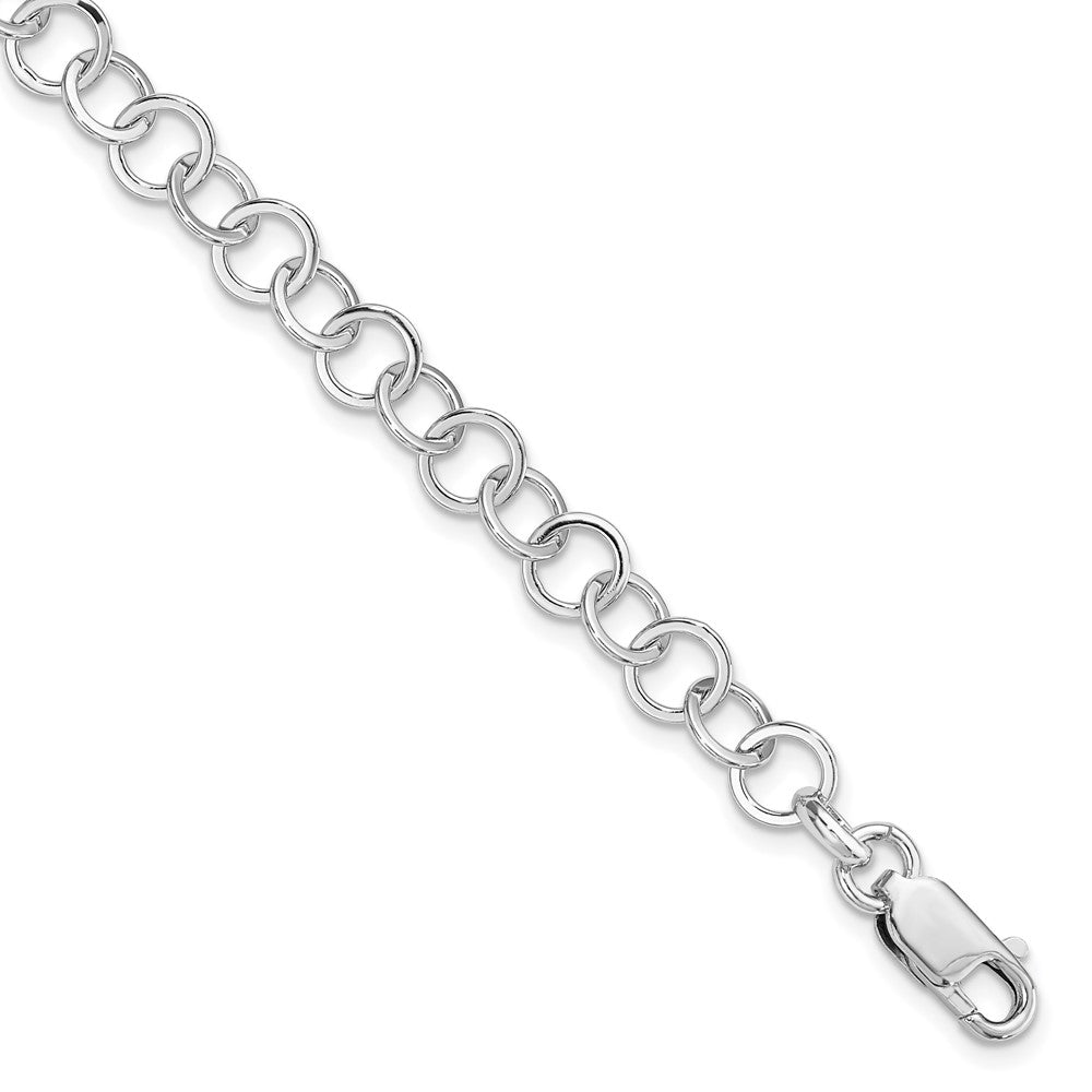 Polished;Lobster;Sterling silver;Rhodium-plated
