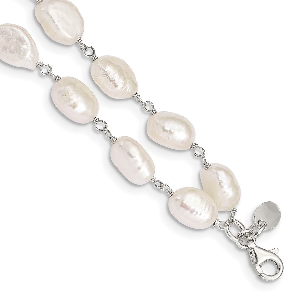 Polished;Sterling silver;Freshwater cultured pearl;Fancy lobster;1in extender