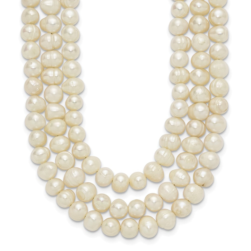 Sterling silver;Freshwater cultured pearl;2in extension;Hook clasp;Multi-strand