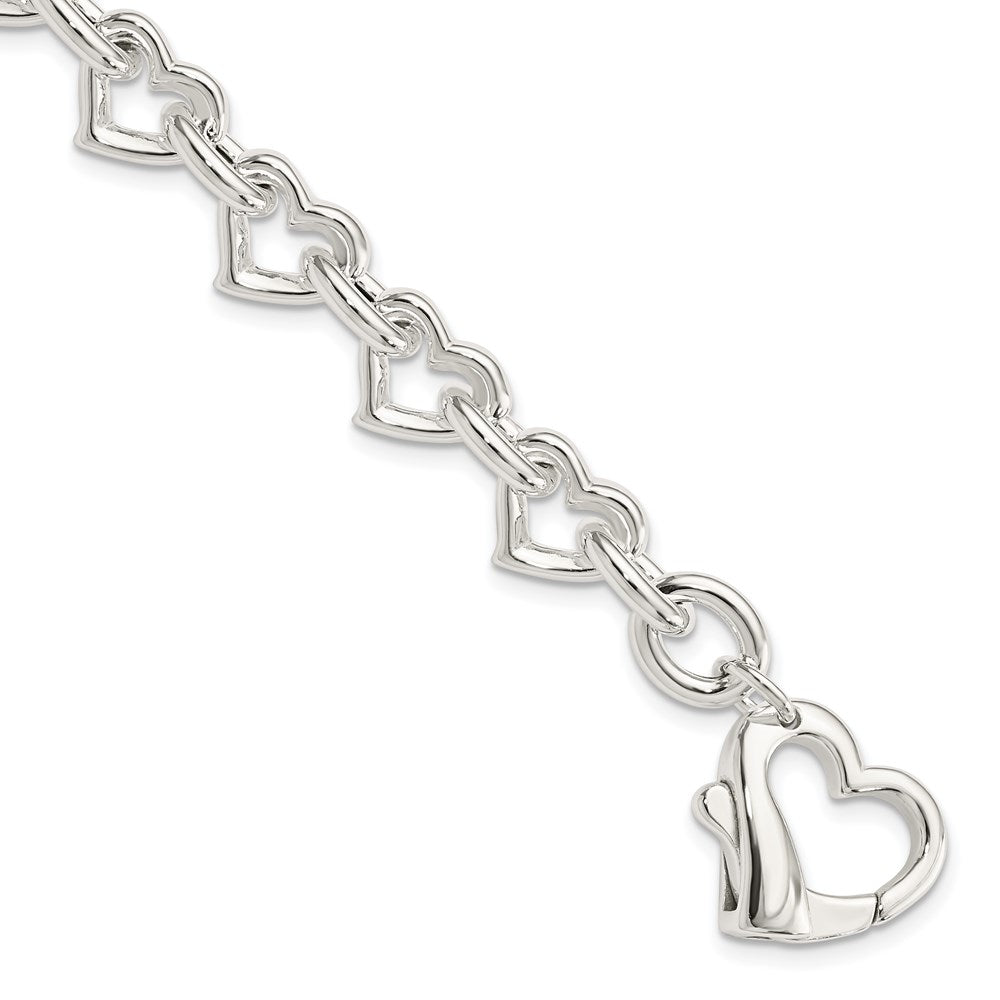 Casted;Polished;Sterling silver;Heart clasp