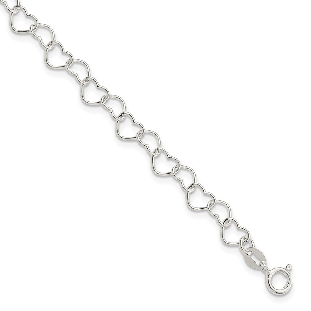 Polished;Spring Ring;Sterling silver;Heart