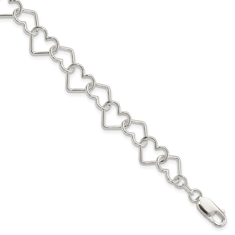 Polished;Sterling silver;Fancy lobster;Heart