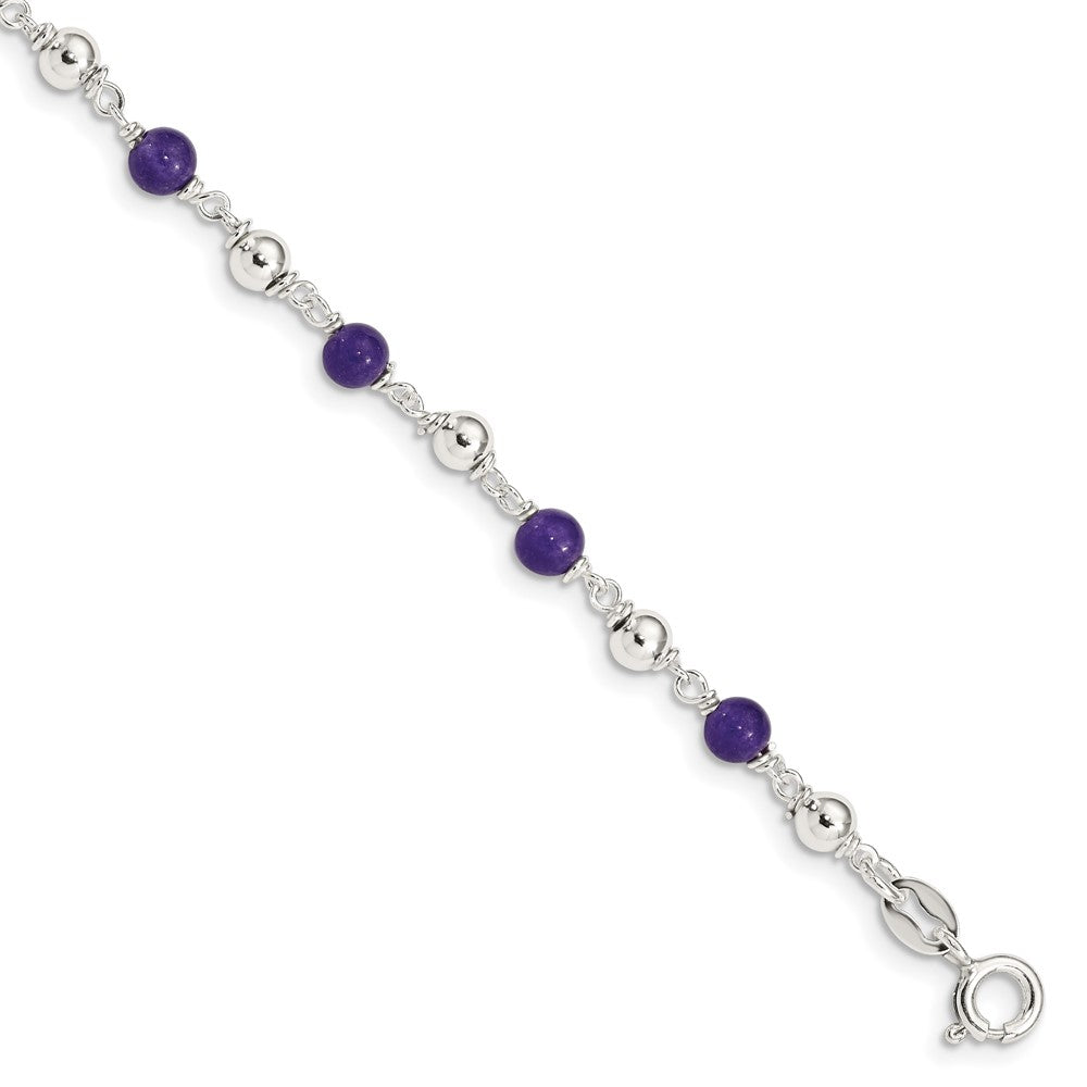 Polished;Spring Ring;Sterling silver;Amethyst