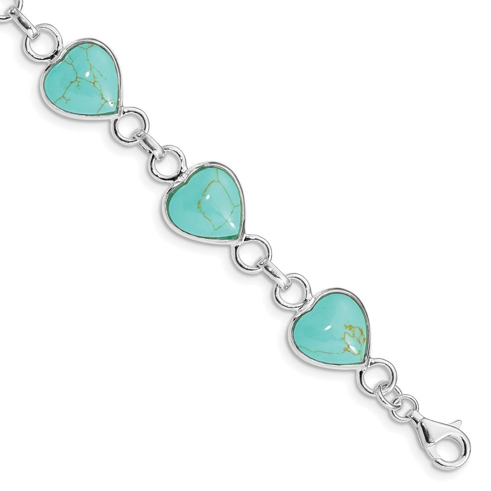 Polished;Open back;Fancy lobster;Turquoise;Rhodium-plated