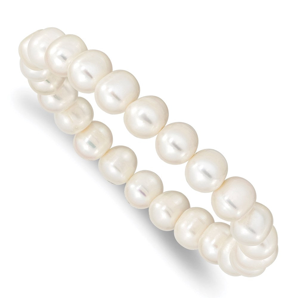 Freshwater cultured pearl;White;Stretch
