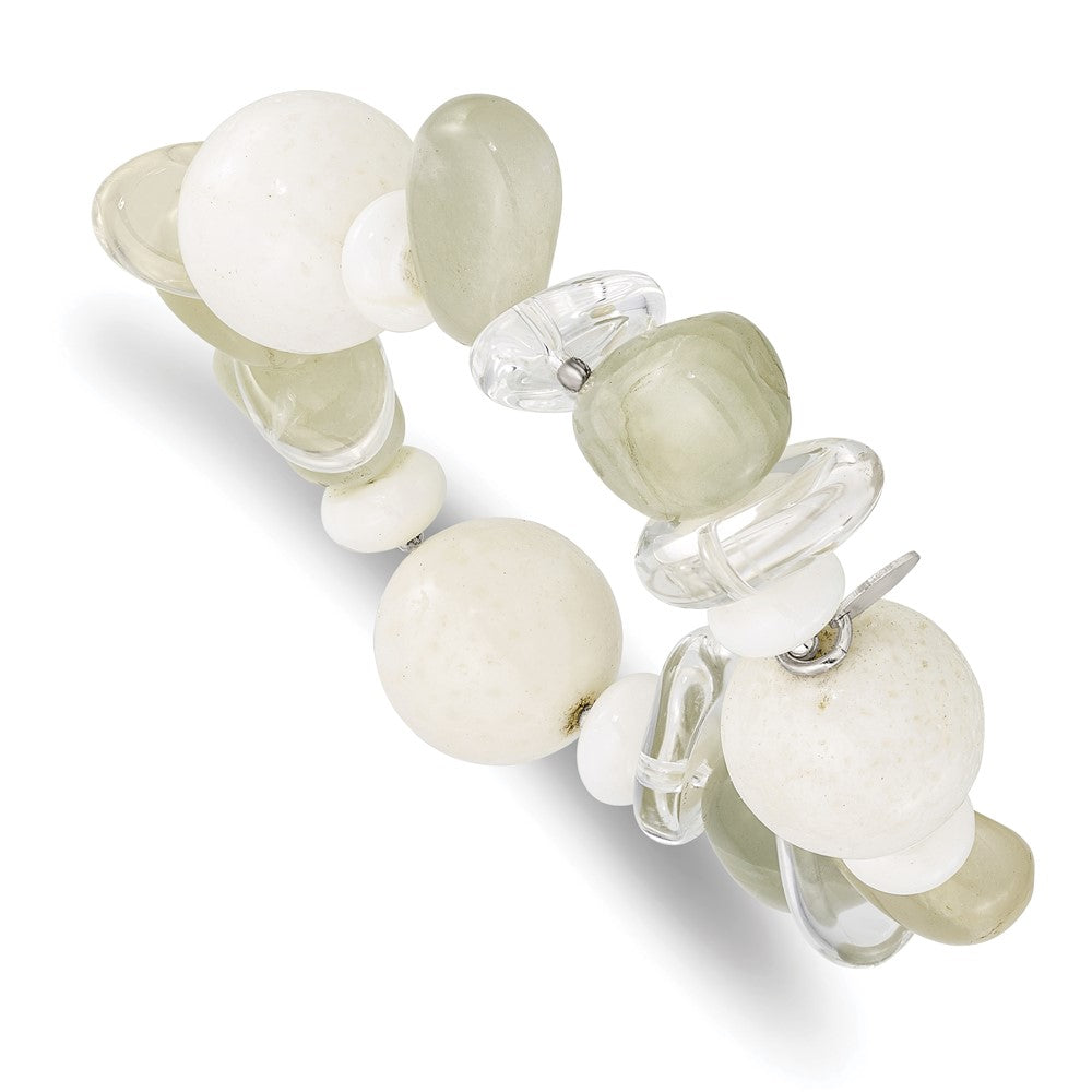 Genuine;Sterling silver;Jade;Mother of pearl;Coral;Stretch