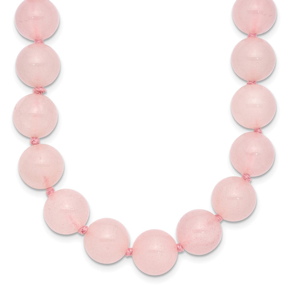 Genuine;Rose quartz;Pearl clasp;Color range varies;Hand knotted;Sterling silver clasp;Beaded