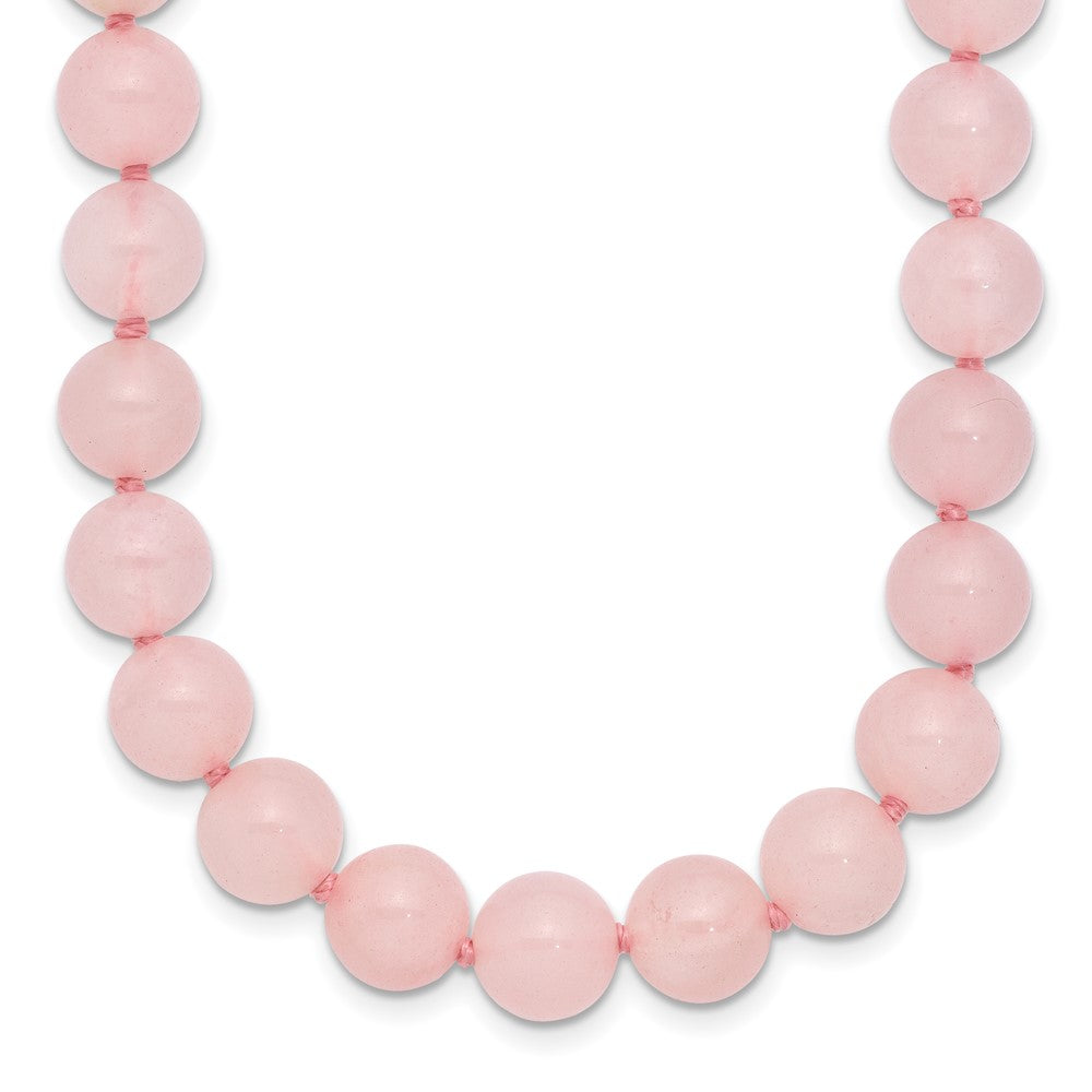 Genuine;Rose quartz;Pearl clasp;Color range varies;Hand knotted;Sterling silver clasp;Beaded