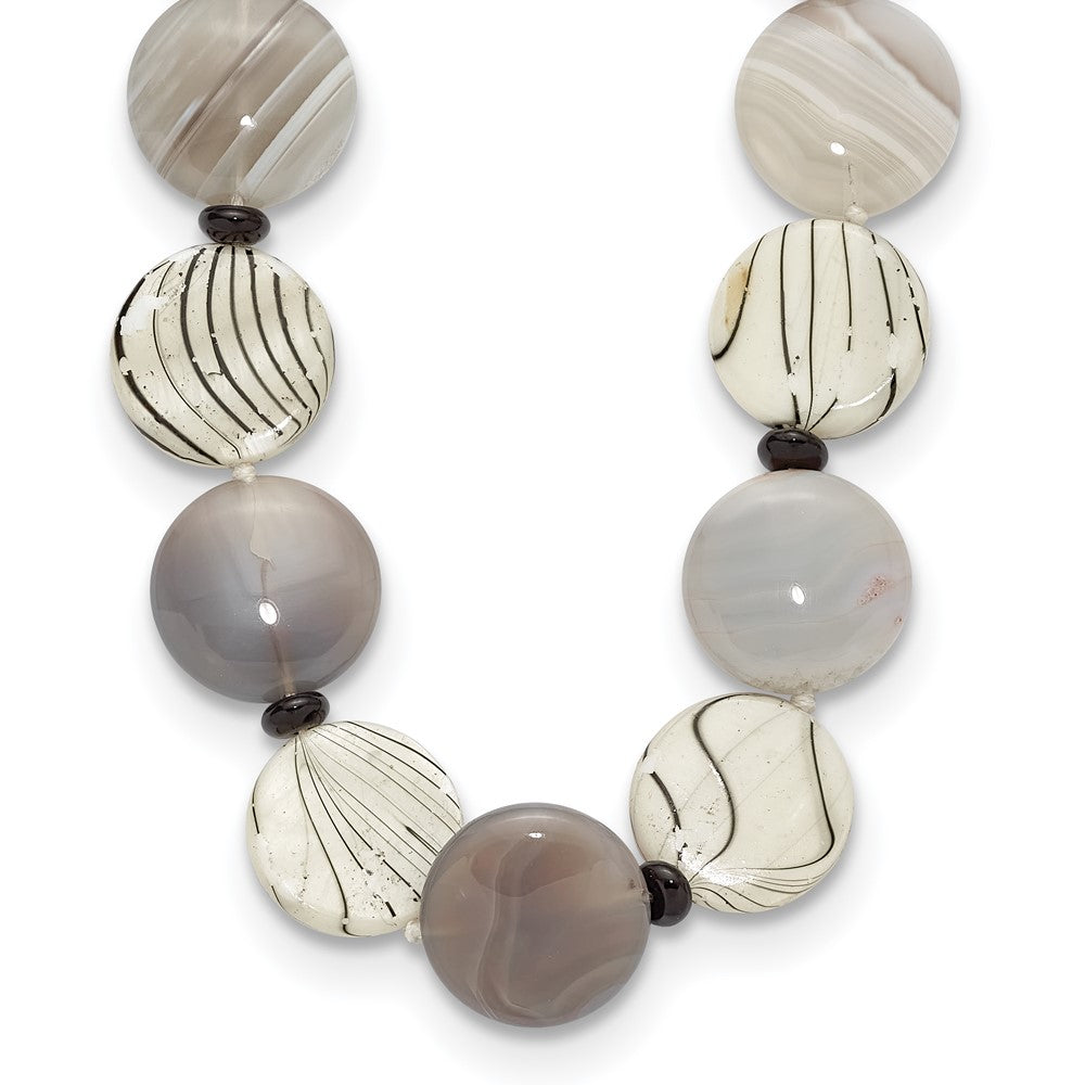 Sterling silver;Fancy lobster;Mother of pearl;Agate;2in extension