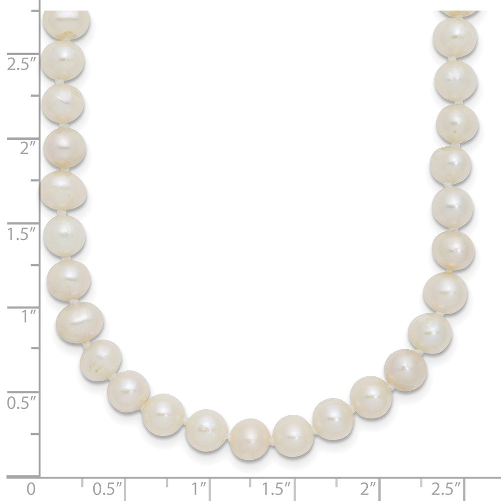 Sterling Silver Rhodium-plated 6-7mm White Near-Round Freshwater Cultured Pearl 16 inch Necklace