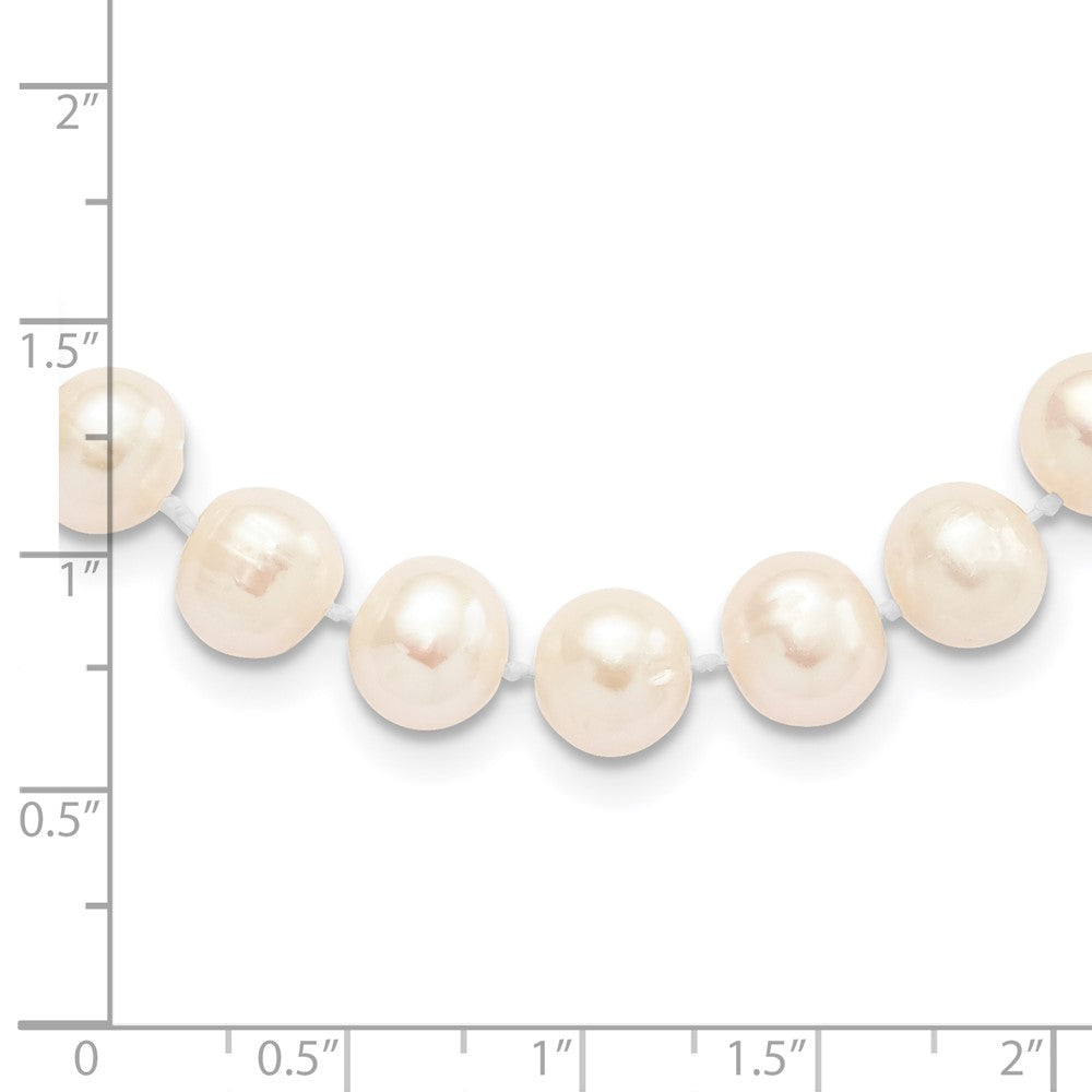 Sterling Silver Rhodium-plated 8-9mm White Near-Round Freshwater Cultured Pearl 20 inch Necklace
