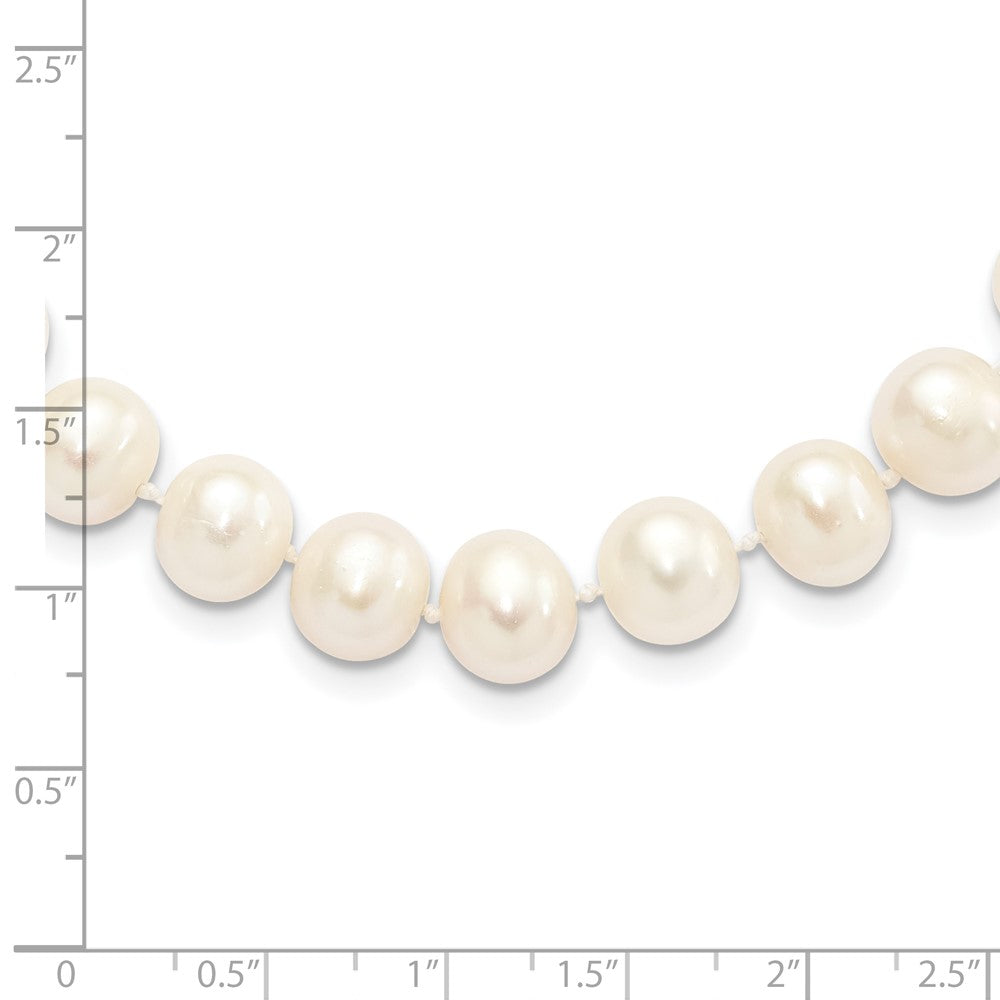 Sterling Silver Rhodium-plated 9-10mm White Near-Round Freshwater Cultured Pearl 16 inch Necklace