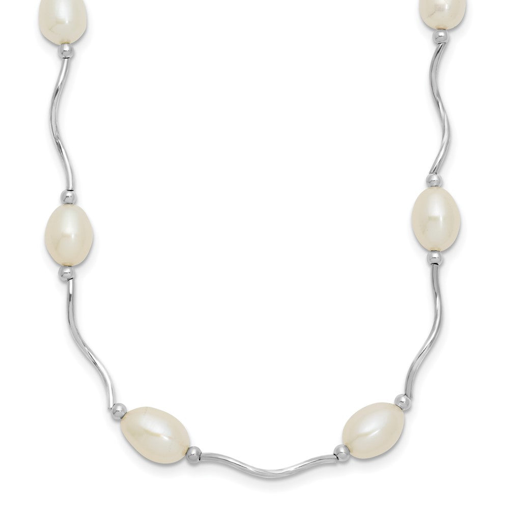 Sterling silver;Freshwater cultured pearl;Pearl clasp;White
