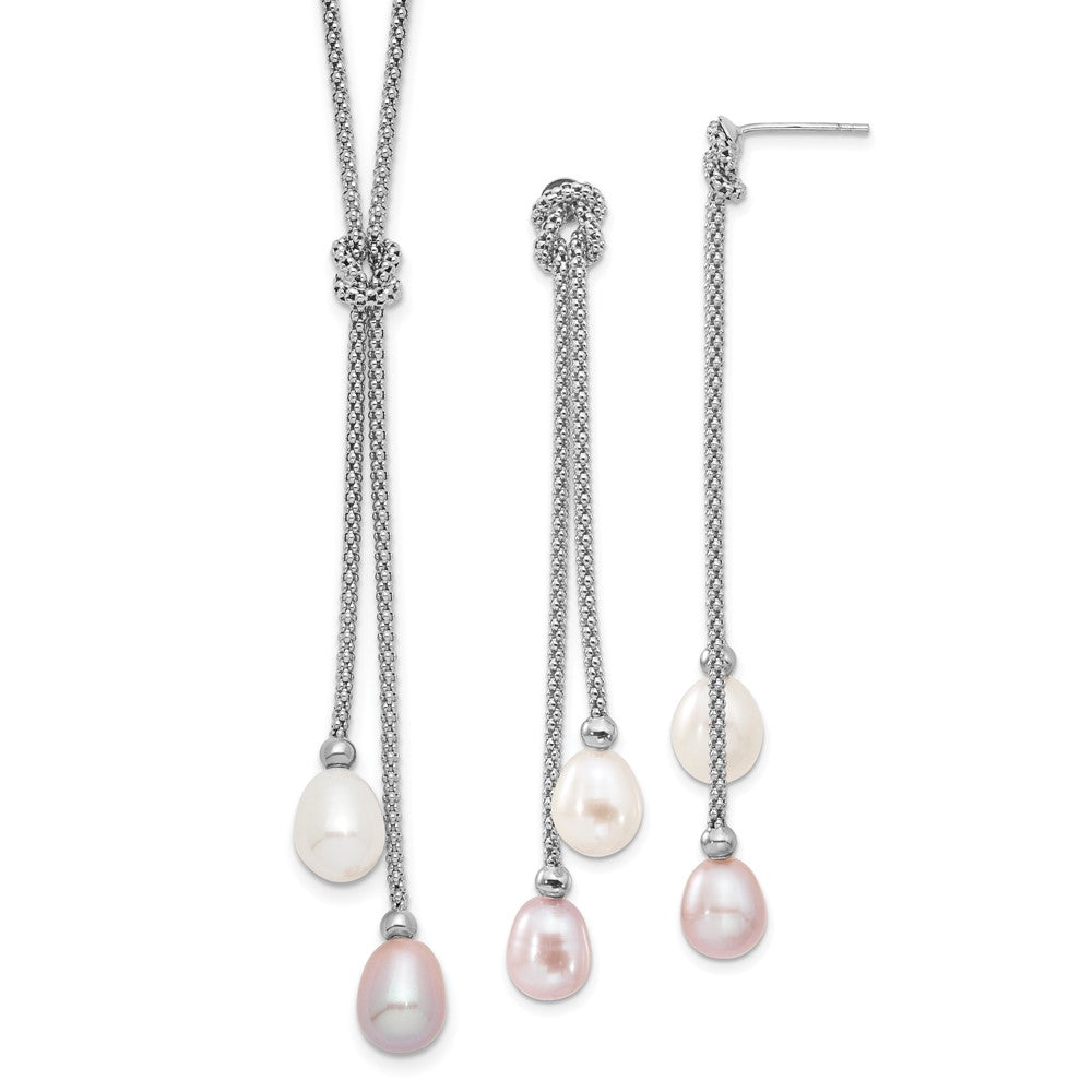 Post;Spring Ring;Sterling silver;Freshwater cultured pearl;Dangle