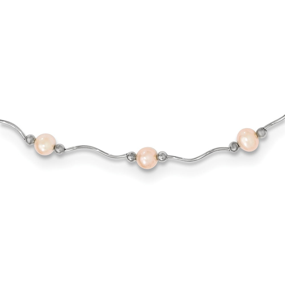 Sterling silver;Freshwater cultured pearl;Pearl clasp;Pink