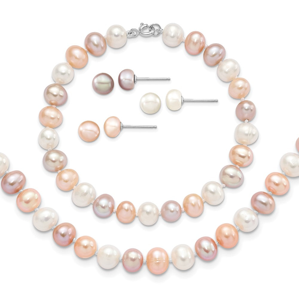 Post;Spring Ring;Sterling silver;Freshwater cultured pearl