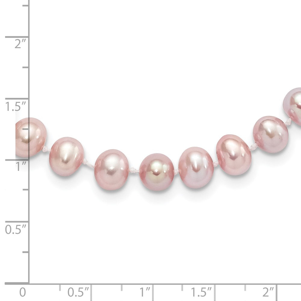 Sterling Silver Rhodium-plated 7-8mm Purple Near-Round Freshwater Cultured Pearl 18 inch Necklace