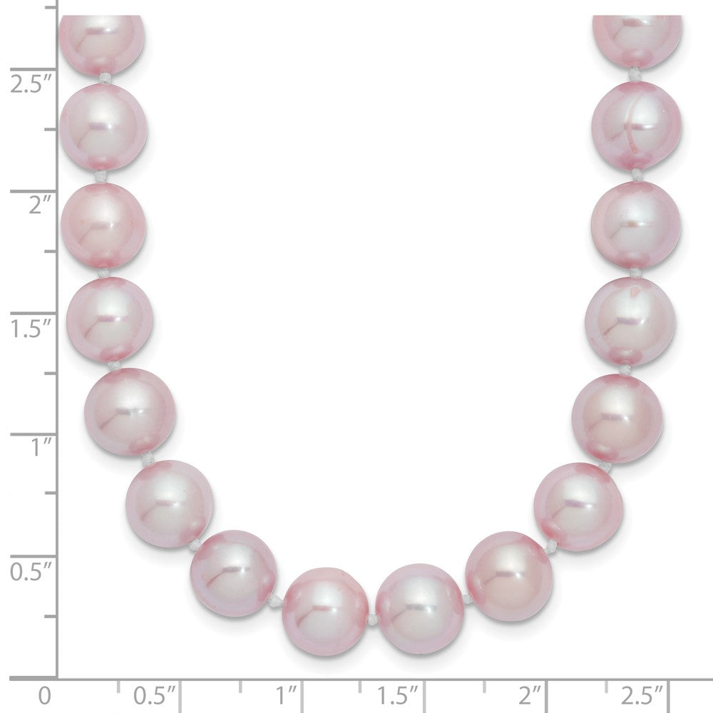 Sterling Silver Rhodium-plated 9-10mm Purple Near-Round Freshwater Cultured Pearl 16 inch Necklace