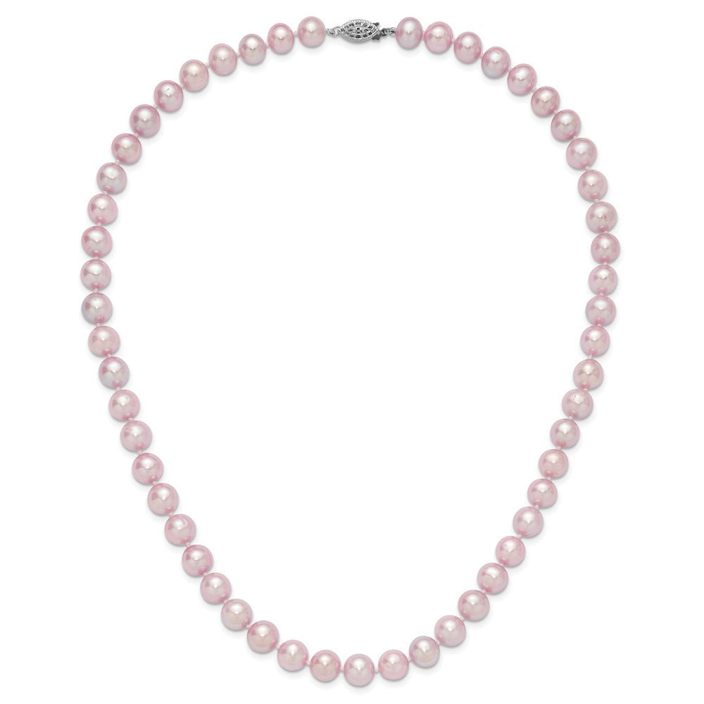 Sterling Silver Rhodium-plated 9-10mm Purple Near-Round Freshwater Cultured Pearl 20 inch Necklace