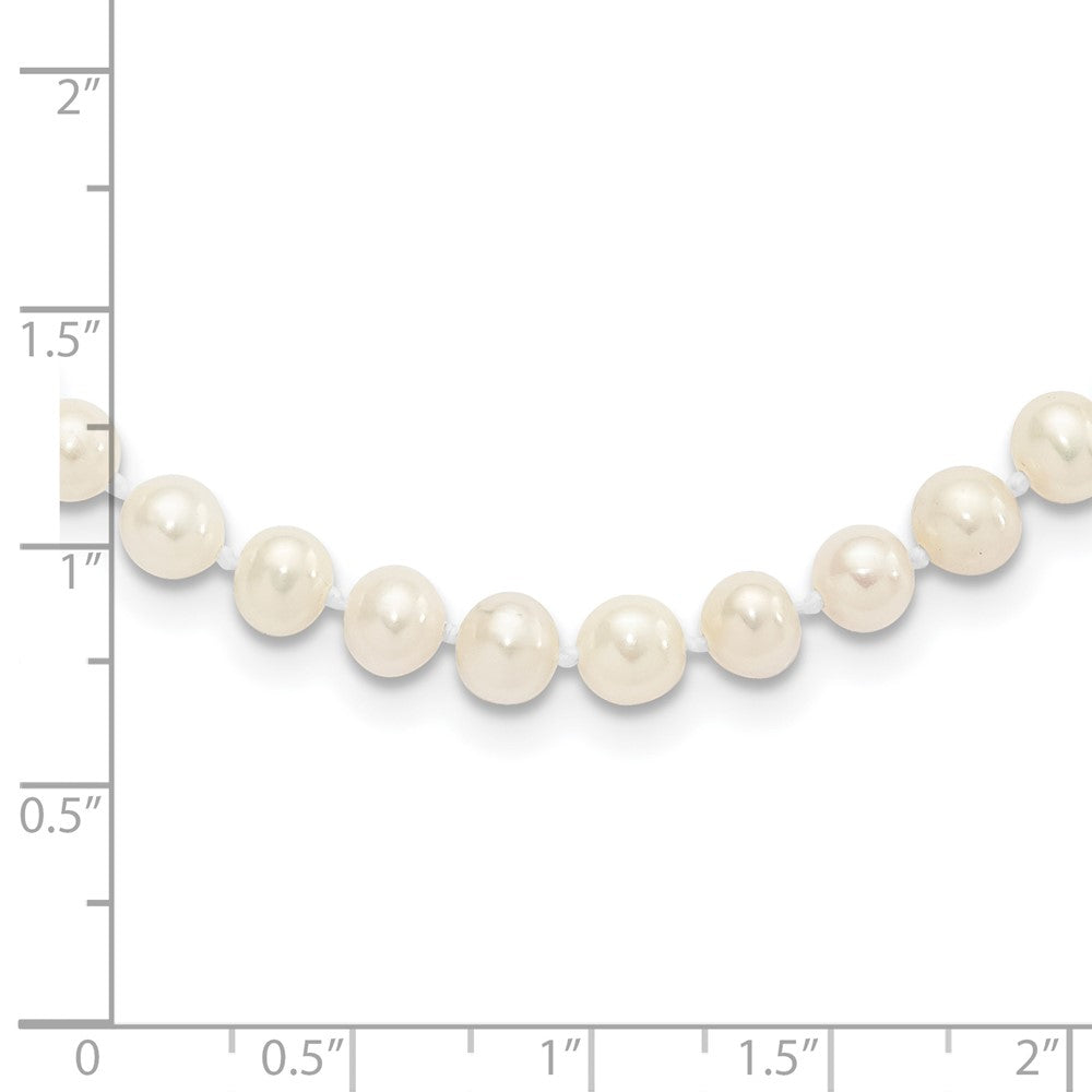 Sterling Silver Rhodium-plated 5-6mm White Near-Round Freshwater Cultured Pearl 18 inch Necklace