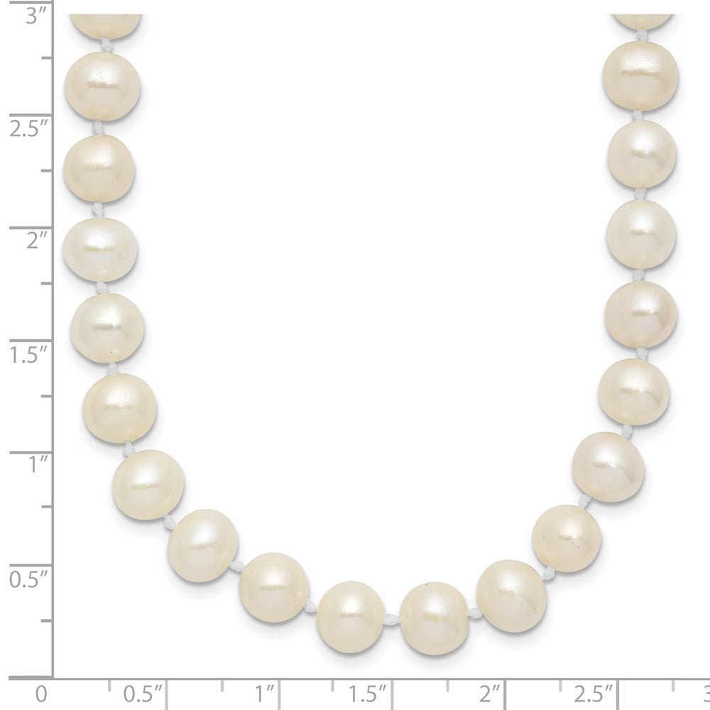 Sterling Silver Rhodium-plated 7-8mm White Near-Round Freshwater Cultured Pearl 18 inch Necklace