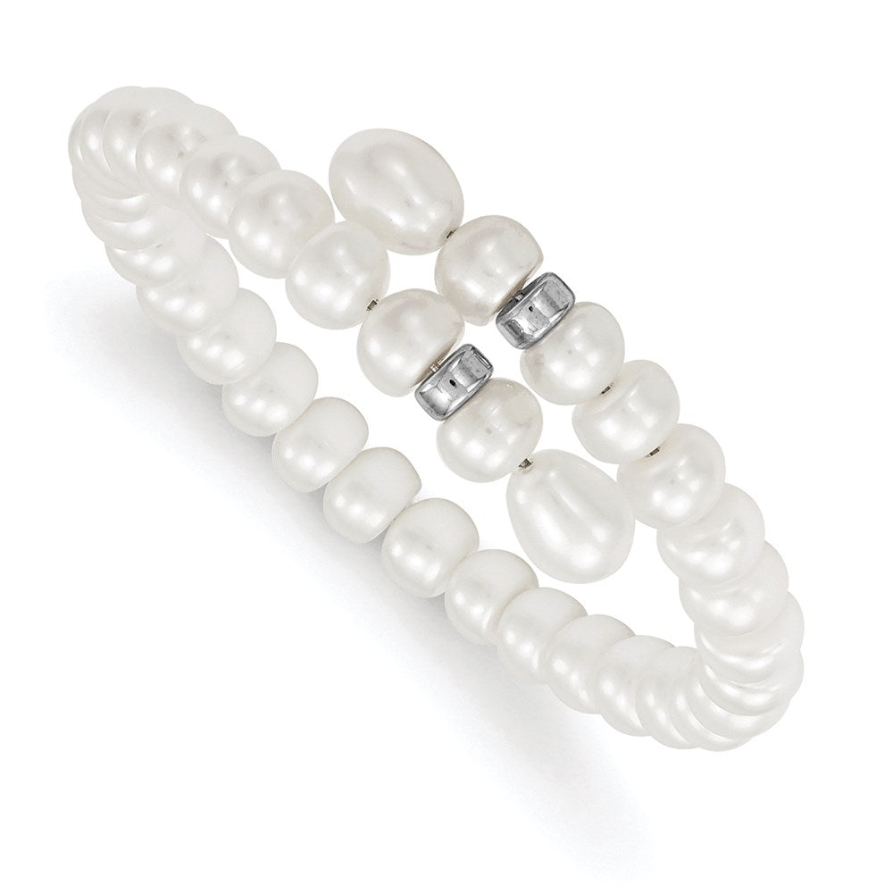 Sterling silver;Freshwater cultured pearl;Flexible