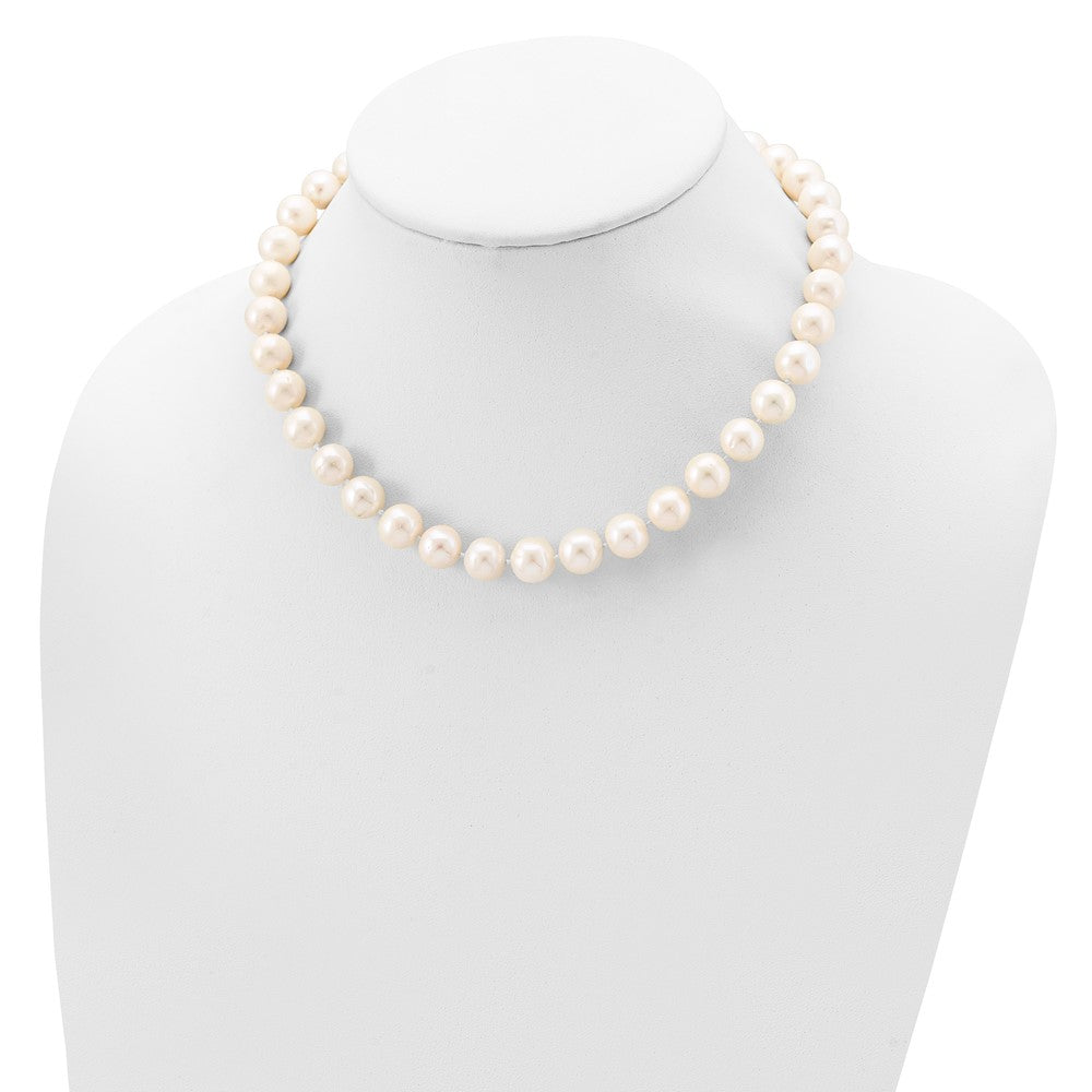 Sterling Silver Rhodium-plated 10-11mm White Near-Round Freshwater Cultured Pearl 20 inch Necklace