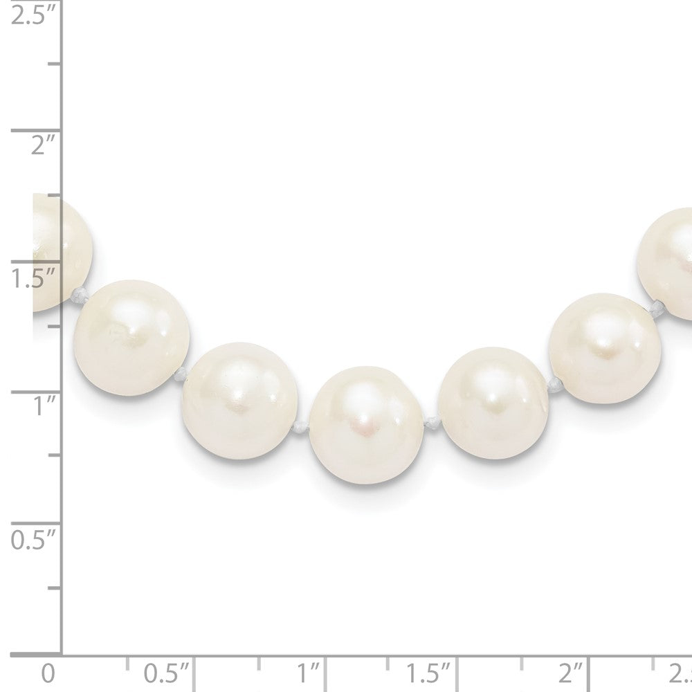 Sterling Silver Rhodium-plated 10-11mm White Near-Round Freshwater Cultured Pearl 16 inch Necklace