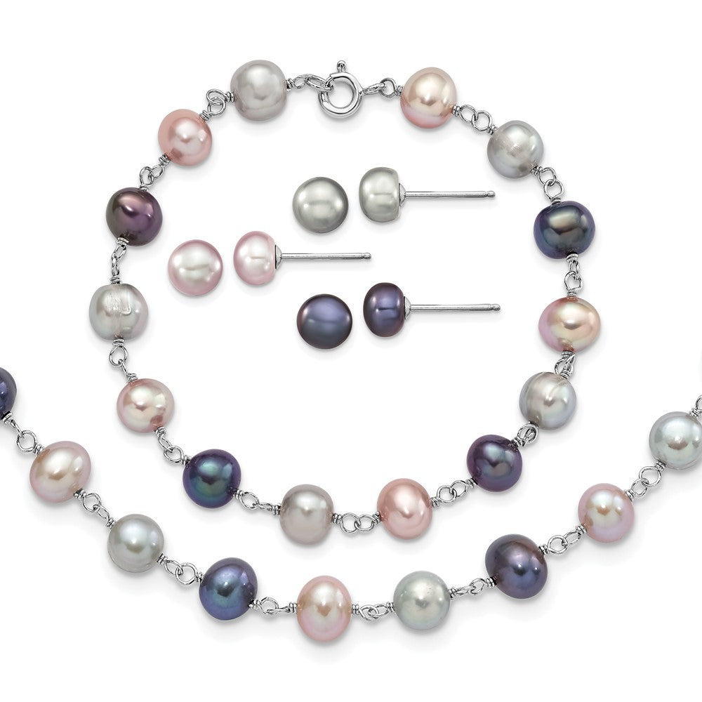 Post;Spring Ring;Sterling silver;Freshwater cultured pearl
