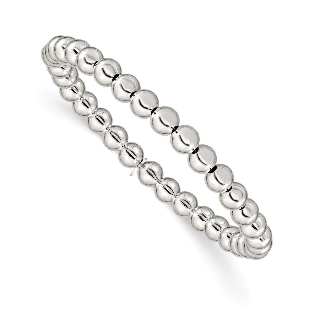 Polished;Sterling silver;Bead;Stretch