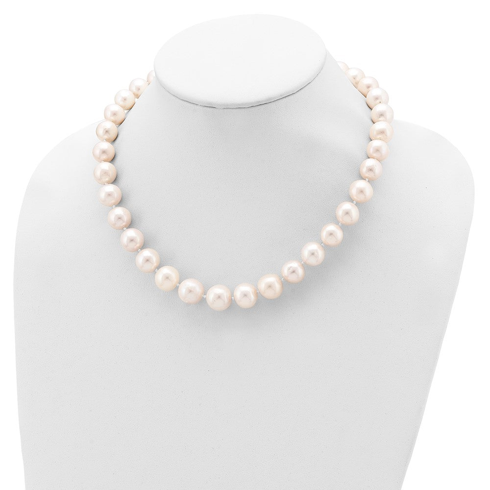 Sterling Silver Rhodium-plated 11-12mm White Near-Round Freshwater Cultured Pearl 18 inch Necklace
