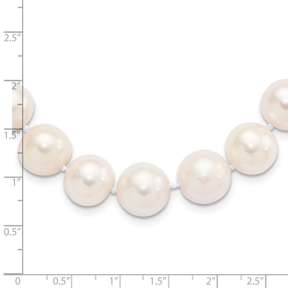 Sterling Silver Rhodium-plated 11-12mm White Near-Round Freshwater Cultured Pearl 18 inch Necklace