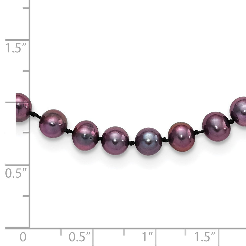 Sterling Silver Rhodium-plated 5-6mm Black Near-Round Freshwater Cultured Pearl 16 inch Necklace