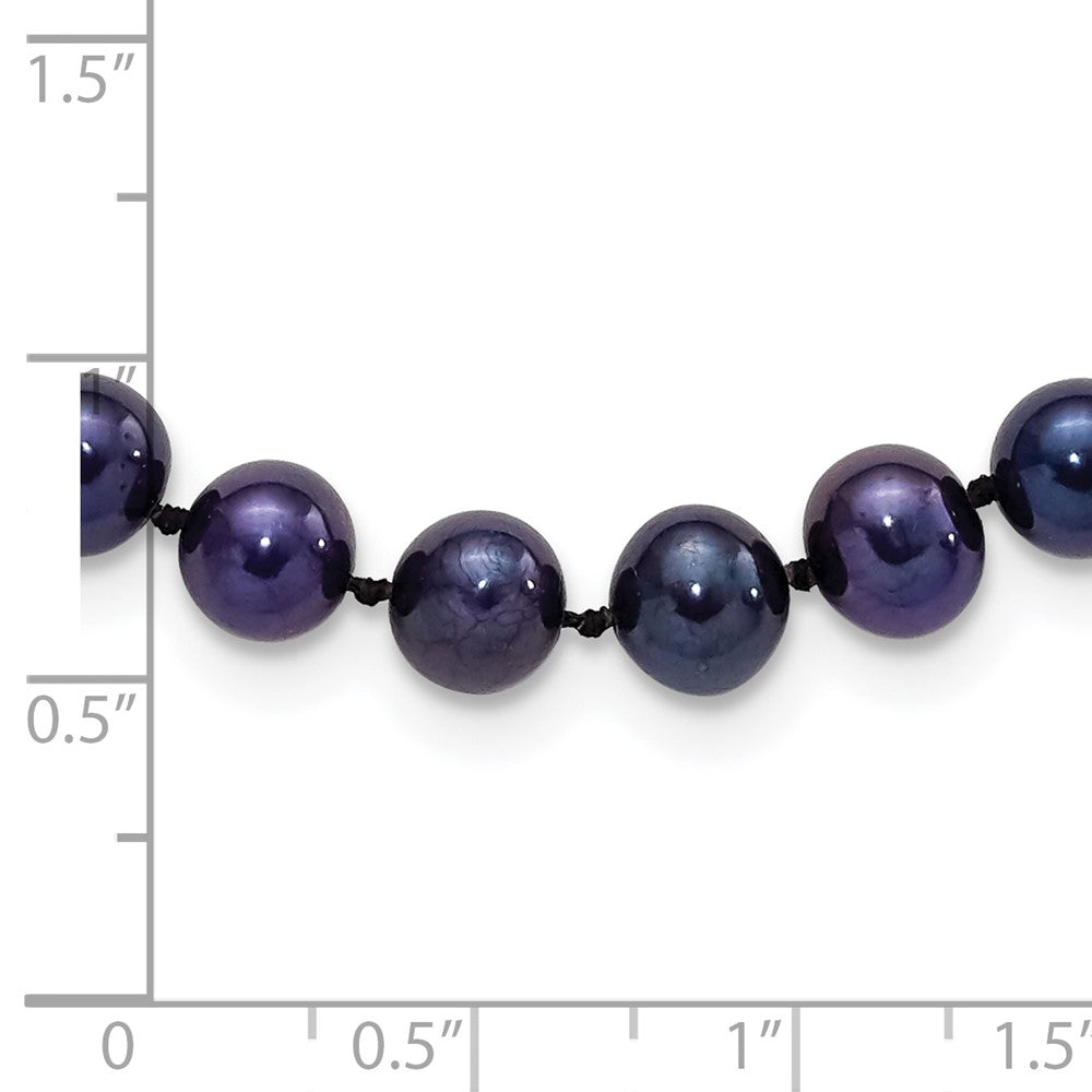 Sterling Silver Rhodium-plated 6-7mm Black Near-Round Freshwater Cultured Pearl 16 inch Necklace