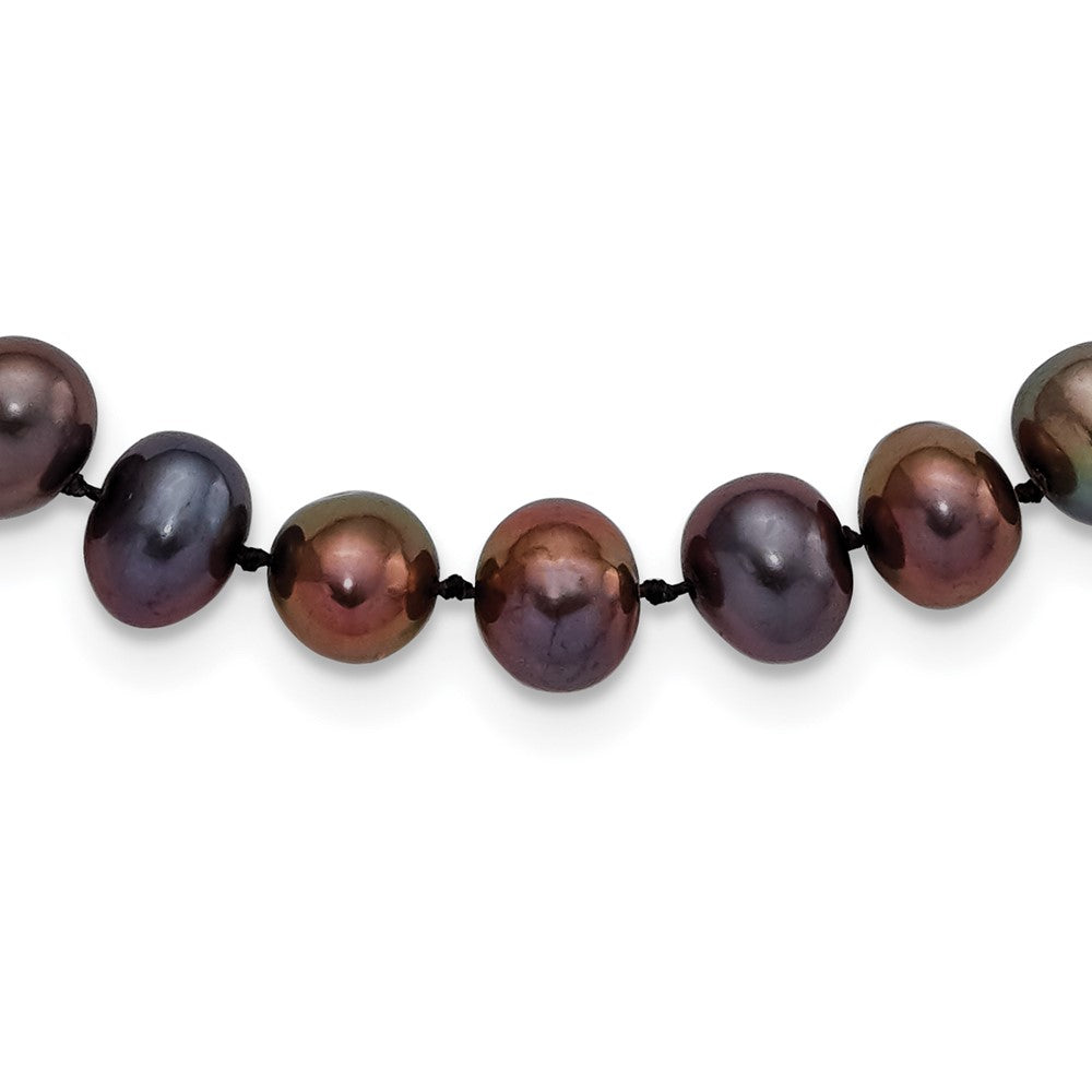 Polished;Sterling silver;Freshwater cultured pearl;Pearl clasp;Black