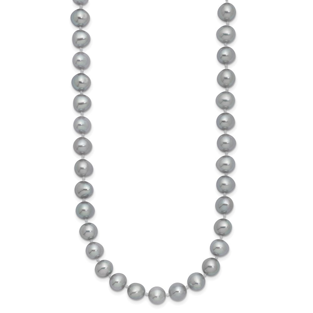 Sterling Silver Rhodium-plated 7-8mm Grey Near-Round Freshwater Cultured Pearl 16 inch Necklace