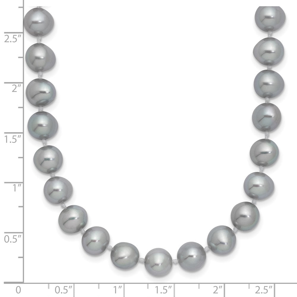 Sterling Silver Rhodium-plated 7-8mm Grey Near-Round Freshwater Cultured Pearl 18 inch Necklace