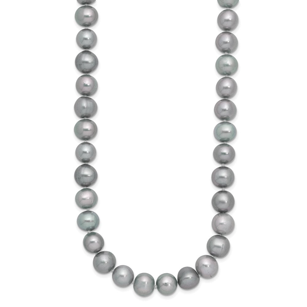 Sterling Silver Rhodium-plated 8-9mm Grey Near-Round Freshwater Cultured Pearl 20 inch Necklace