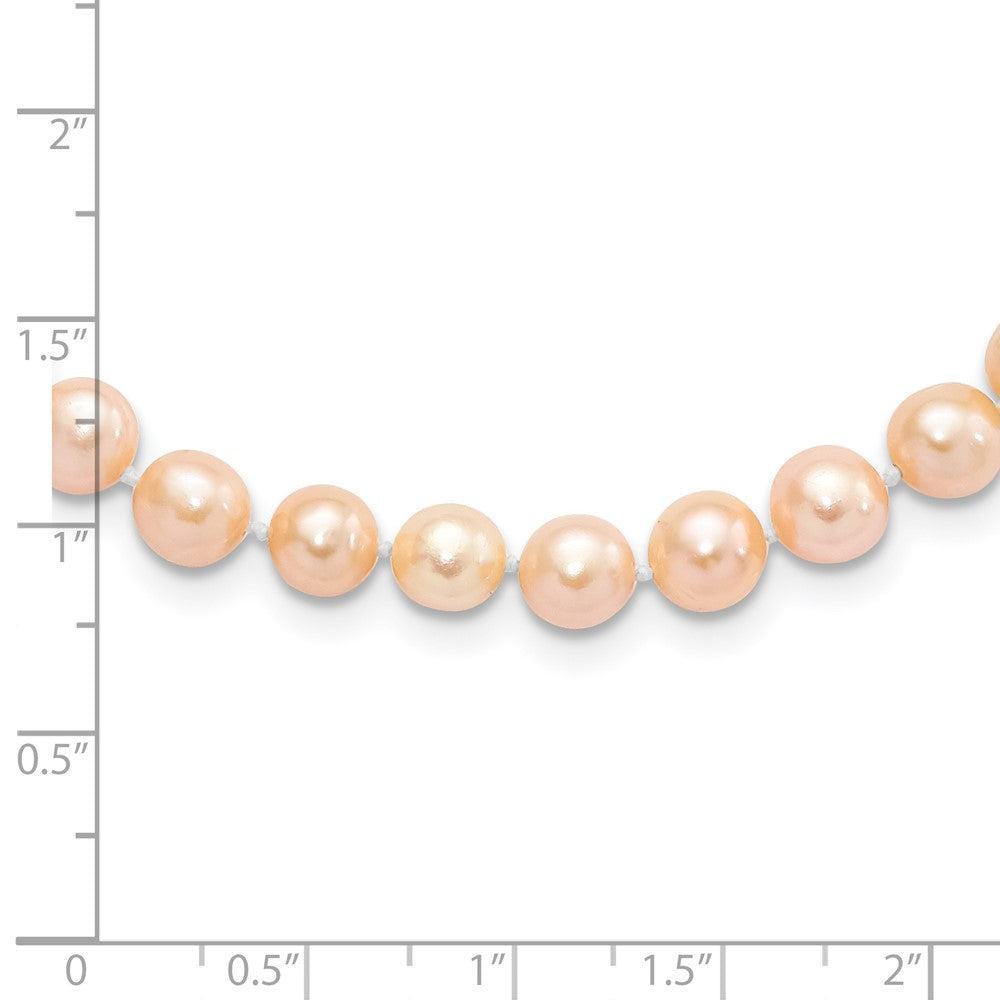 Sterling Silver Rhodium-plated 6-7mm Pink Near-Round Freshwater Cultured Pearl 20 inch Necklace