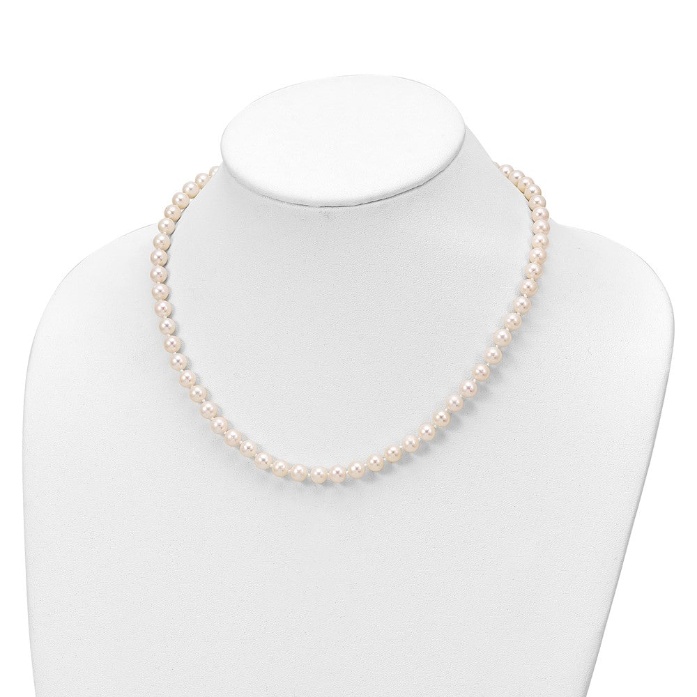 Sterling Silver Rhodium-plated 6-7mm White Semi-Round Freshwater Cultured Pearl 18 inch with 2 inch Extension Necklace, 7 inch Bracelet and Button Post Earrings Set